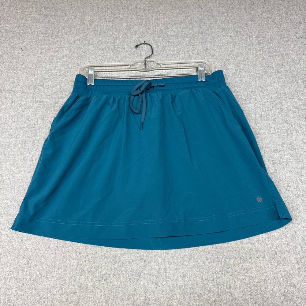 Apana Skort Large Teal Blue Athletic Activewear Pockets Drawstring RN 70892